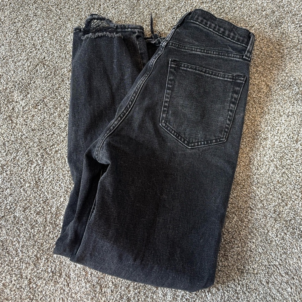 Abercrombie & Fitch Black Washed High-Rise Ankle Straight Jeans